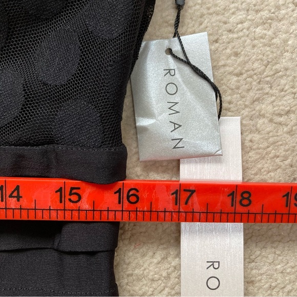 BNWT ROMAN Women polka mesh pleat party evening Midi Dress Ladies Size 14 - Picture 6 of 8